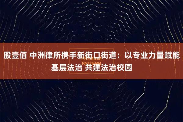 股壹佰 中洲律所携手新街口街道：以专业力量赋能基层法治 共建法治校园